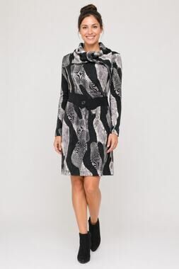 Sao Paulo Cowl Neck Long Sleeve Abstract Dress Women's Size 6 Black White